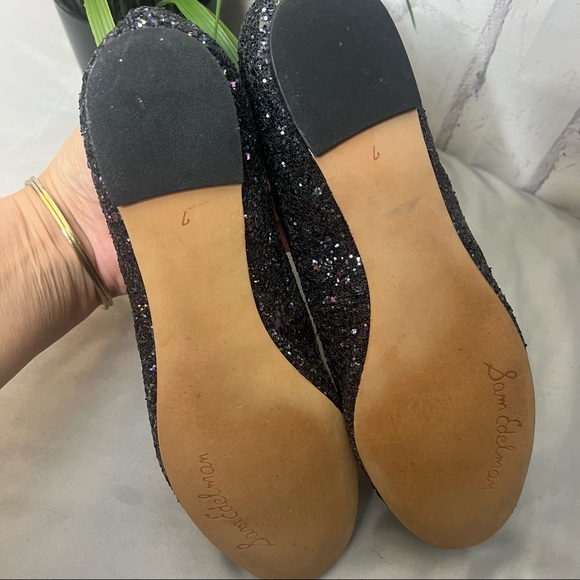 Sam Edelman Scalloped Sparkly Flats Black Size 7 - Picture 4 of 8